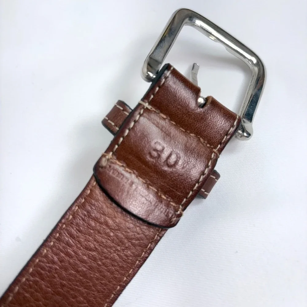 Gaucho Life Pampas Polo Belt Brown Leather Navy Blue Woven Diamond Size 30